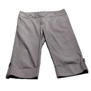 Express Womens Size 8 Gray Cuff Khaki Twill Capri Pants Cotton Blend Inseam 17"